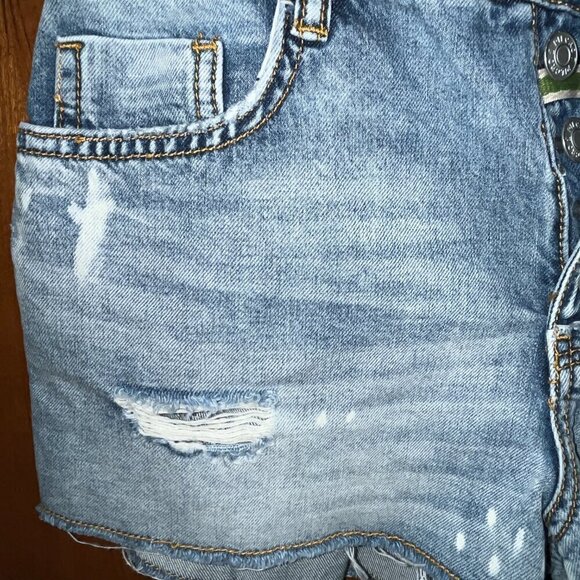 ANTHROPOLOGIE PILCRO Daisy Duke Denim Shorts Exposed Button Fly Distressed 25 - Picture 4 of 13
